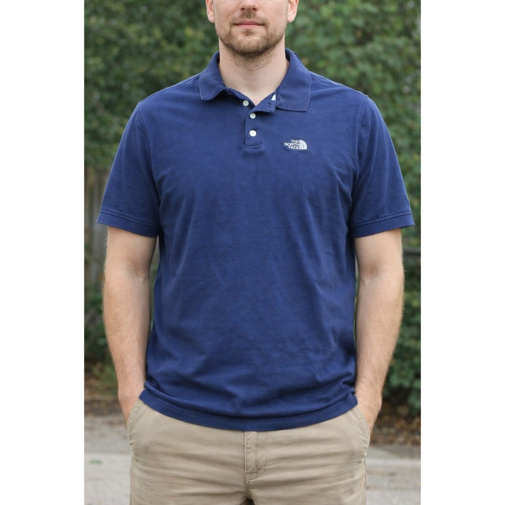 The North Face Mens XL Navy‎ Blue Short Sleeve Pique Polo Shirt Gorpcore preppy